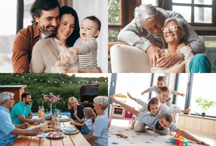 Families of all ages at home